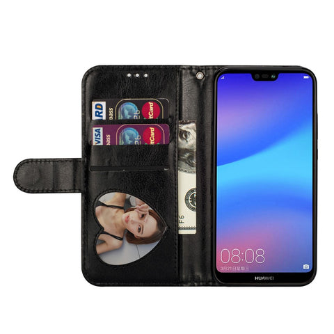 Flash Powder Zippered Stand Leather Wallet Cell Phone Case with Strap for Huawei P20 Lite / Nova 3e (China)