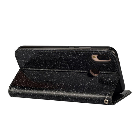 Flash Powder Zippered Stand Leather Wallet Cell Phone Case with Strap for Huawei P20 Lite / Nova 3e (China)