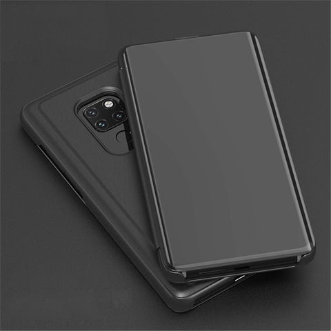 View Window Plated Mirror Surface Leather Case with Stand for Huawei Mate 20