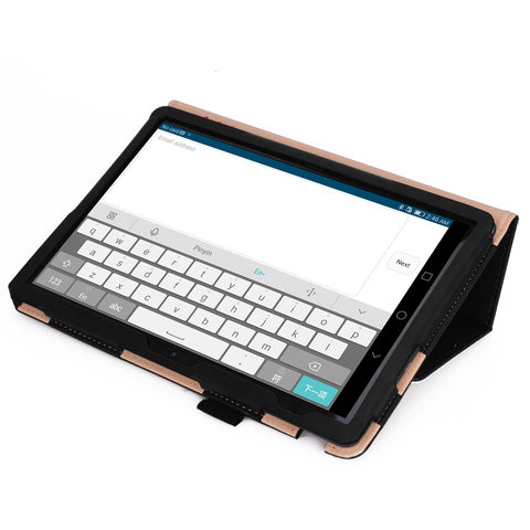 For Huawei MediaPad T5 10 PU Leather Smart Case / Card Slots / Stand / Hand Strap