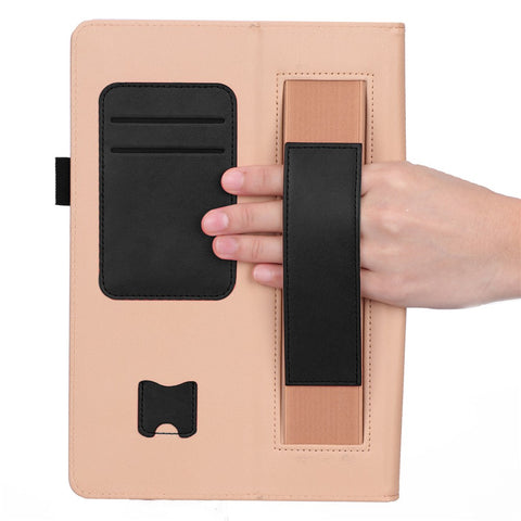 For Huawei MediaPad T5 10 PU Leather Smart Case / Card Slots / Stand / Hand Strap