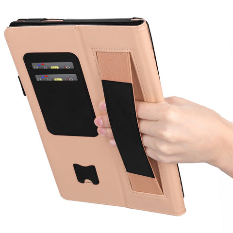 For Huawei MediaPad T5 10 PU Leather Smart Case / Card Slots / Stand / Hand Strap