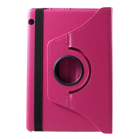 Litchi Skin Leather Shell Cover Case with 360-Degree Rotating Stand for Huawei Mediapad T5 10