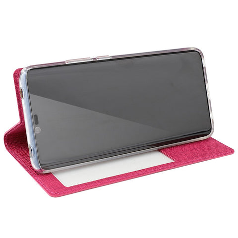 VILI DMX Window View Cross Texture Leather Stand Cover for Huawei Mate 20 Pro