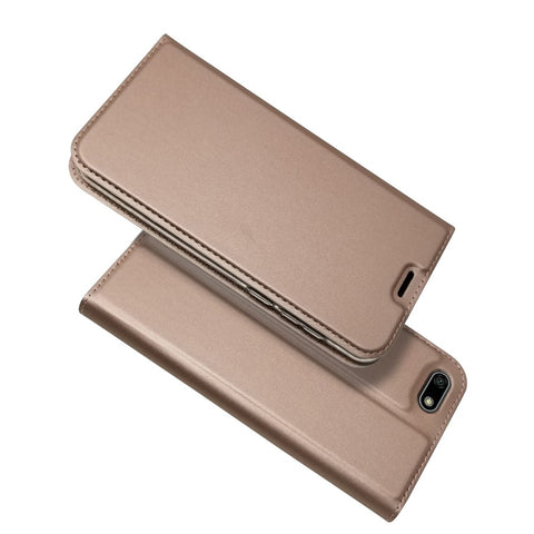 Auto-absorbed Stand Leather Card Holder Phone Cover for Huawei Y5 (2018) / Y5 Prime (2018) / Honor 7s / Play 7