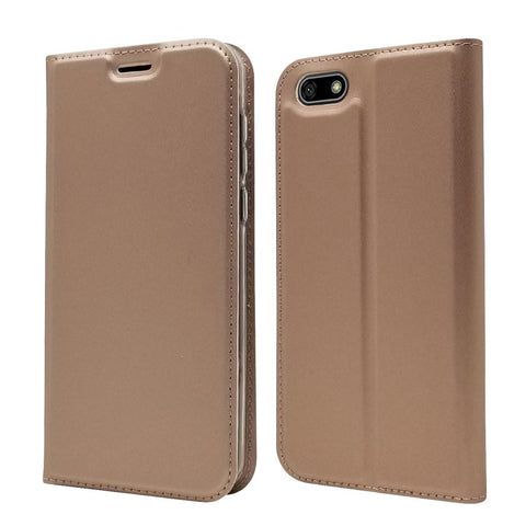 Auto-absorbed Stand Leather Card Holder Phone Cover for Huawei Y5 (2018) / Y5 Prime (2018) / Honor 7s / Play 7
