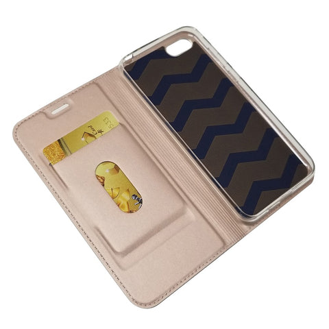 Auto-absorbed Stand Leather Card Holder Phone Cover for Huawei Y5 (2018) / Y5 Prime (2018) / Honor 7s / Play 7