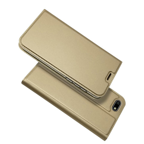 Auto-absorbed Stand Leather Card Holder Phone Cover for Huawei Y5 (2018) / Y5 Prime (2018) / Honor 7s / Play 7