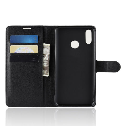 Litchi Texture Wallet Leather Cell Phone Cover for Huawei Honor 10 Lite / P Smart (2019) Mobile Phone Shell