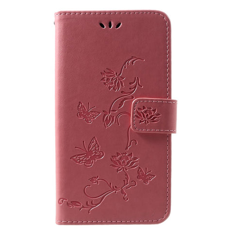 Imprint Butterfly Flowers Leather Stand Wallet Cell Phone Case for Huawei Honor 10 Lite