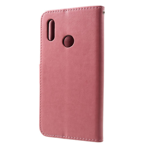 Imprint Butterfly Flowers Leather Stand Wallet Cell Phone Case for Huawei Honor 10 Lite