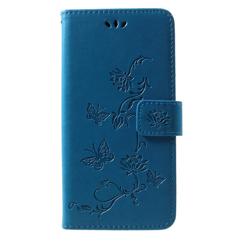 Imprint Butterfly Flowers Leather Stand Wallet Cell Phone Case for Huawei Honor 10 Lite