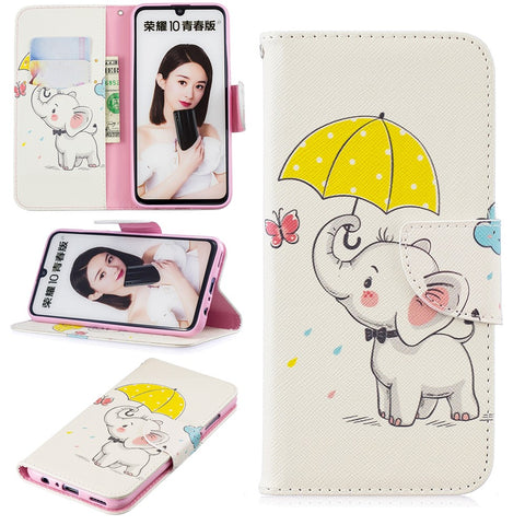 Pattern Printing PU Leather Folio Flip Shell for Huawei P Smart (2019) / Honor 10 Lite