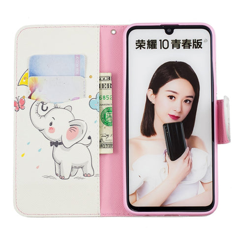 Pattern Printing PU Leather Folio Flip Shell for Huawei P Smart (2019) / Honor 10 Lite