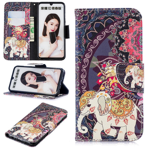 Pattern Printing PU Leather Folio Flip Shell for Huawei P Smart (2019) / Honor 10 Lite