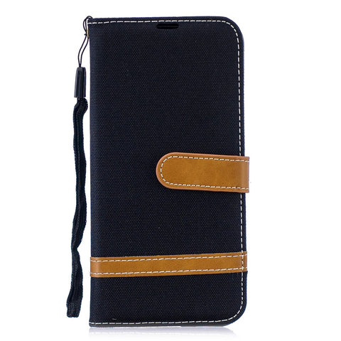 Two-tone Jean Cloth PU Leather Mobile Cover with Stand for Huawei P Smart (2019) / Honor 10 Lite