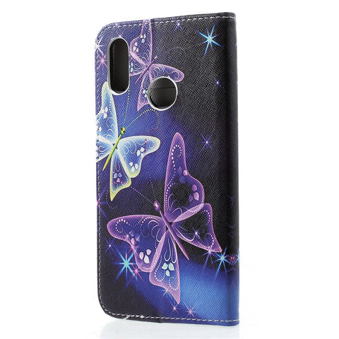 Cross Texture Pattern Printing PU Leather Phone Cover [Stand Wallet] for Huawei Honor 10 Lite