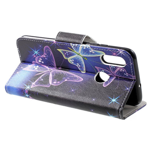 Cross Texture Pattern Printing PU Leather Phone Cover [Stand Wallet] for Huawei Honor 10 Lite