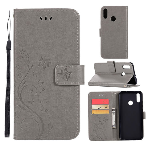 Imprint Butterfly Flower Stand Leather Wallet Case for Huawei Honor 10 Lite / P Smart (2019)