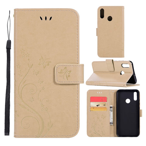 Imprint Butterfly Flower Stand Leather Wallet Case for Huawei Honor 10 Lite / P Smart (2019)