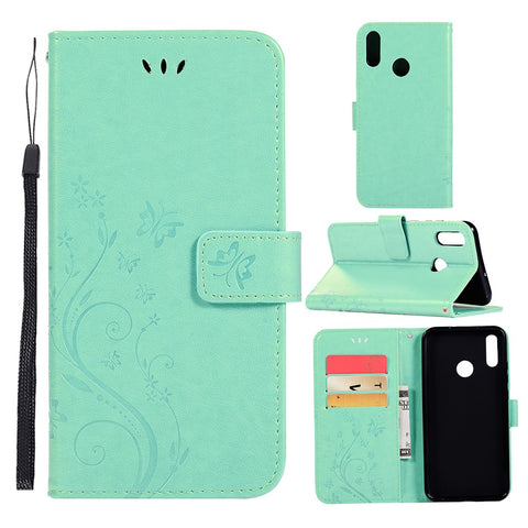 Imprint Butterfly Flower Stand Leather Wallet Case for Huawei Honor 10 Lite / P Smart (2019)