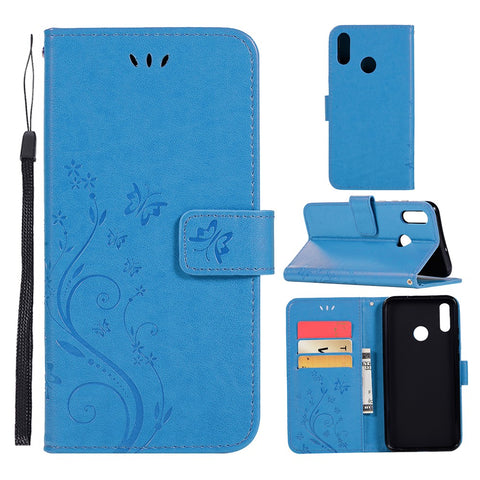 Imprint Butterfly Flower Stand Leather Wallet Case for Huawei Honor 10 Lite / P Smart (2019)