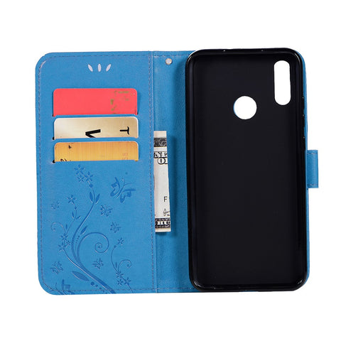 Imprint Butterfly Flower Stand Leather Wallet Case for Huawei Honor 10 Lite / P Smart (2019)