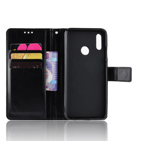 Crazy Horse Wallet Leather Phone Cover with Strap for Huawei P Smart (2019) / Honor 10 Lite