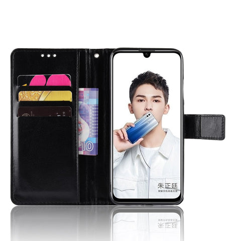 Crazy Horse Wallet Leather Phone Cover with Strap for Huawei P Smart (2019) / Honor 10 Lite