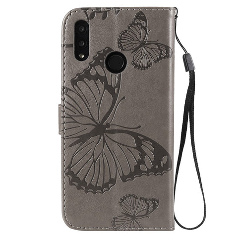 For Huawei Honor 10 Lite / P Smart (2019) Wallet Case Floral Butterfly Imprinted Leather Phone Cover Stand
