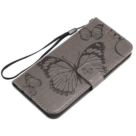 For Huawei Honor 10 Lite / P Smart (2019) Wallet Case Floral Butterfly Imprinted Leather Phone Cover Stand