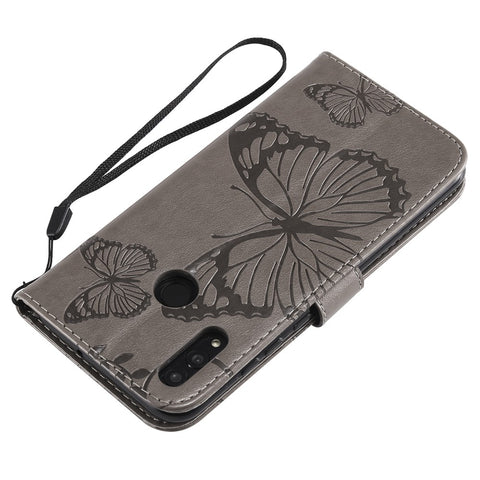 For Huawei Honor 10 Lite / P Smart (2019) Wallet Case Floral Butterfly Imprinted Leather Phone Cover Stand