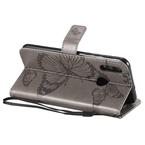 For Huawei Honor 10 Lite / P Smart (2019) Wallet Case Floral Butterfly Imprinted Leather Phone Cover Stand