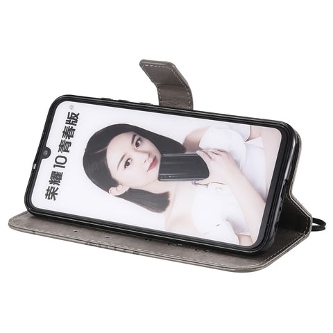 For Huawei Honor 10 Lite / P Smart (2019) Wallet Case Floral Butterfly Imprinted Leather Phone Cover Stand