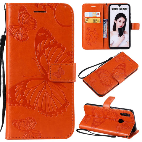 For Huawei Honor 10 Lite / P Smart (2019) Wallet Case Floral Butterfly Imprinted Leather Phone Cover Stand