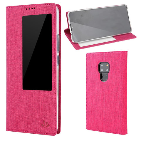 VILI DMX Window View Cross Texture Leather Stand Case Cover for Huawei Mate 20 X