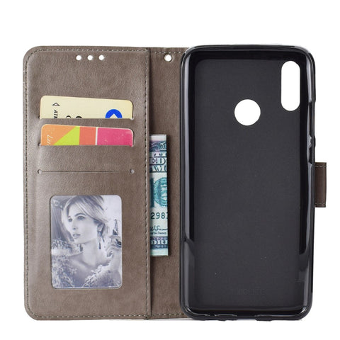 Imprint Flower Leather Wallet Case Cover for Huawei P Smart (2019) / Honor 10 Lite