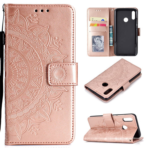 Imprint Flower Leather Wallet Case Cover for Huawei P Smart (2019) / Honor 10 Lite