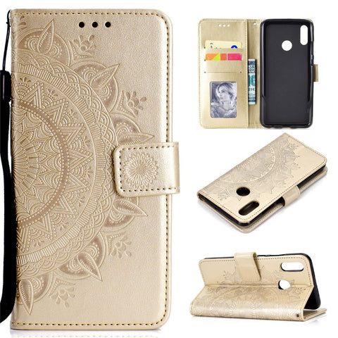 Imprint Flower Leather Wallet Case Cover for Huawei P Smart (2019) / Honor 10 Lite