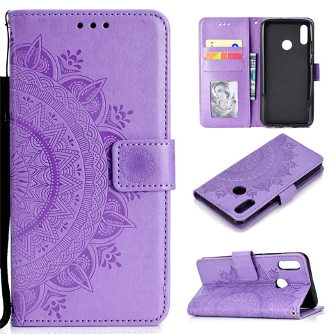 Imprint Flower Leather Wallet Case Cover for Huawei P Smart (2019) / Honor 10 Lite