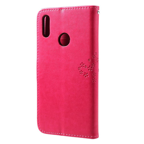 Imprint Tree Owl Wallet Leather Stand Case for Huawei Y7 (2019)