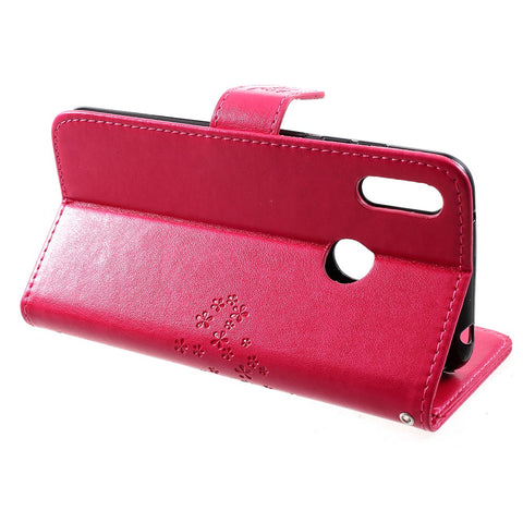 Imprint Tree Owl Wallet Leather Stand Case for Huawei Y7 (2019)