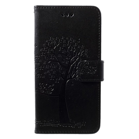 Imprint Tree Owl Wallet Leather Stand Case for Huawei Y7 (2019)