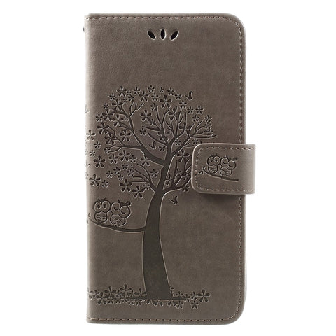Imprint Tree Owl Wallet Leather Stand Case for Huawei Y7 (2019)