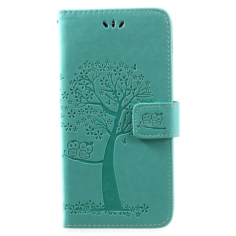 Imprint Tree Owl Wallet Leather Stand Case for Huawei Y7 (2019)