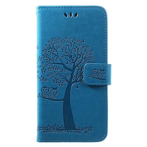 Imprint Tree Owl Wallet Leather Stand Case for Huawei Y7 (2019)