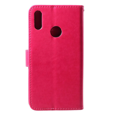 For Huawei Y7 (2019) Imprint Butterfly Flower Leather Protection Casing [Wallet Stand]