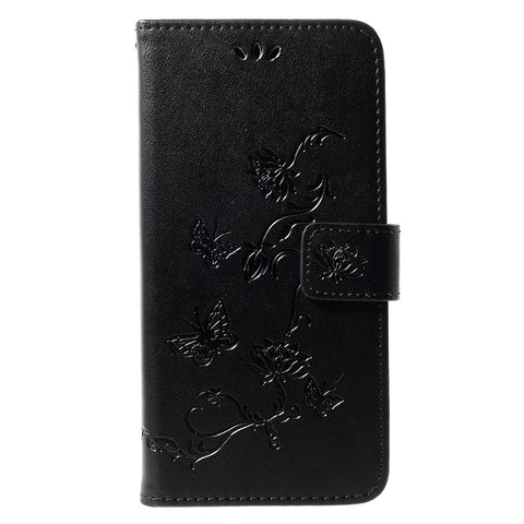 For Huawei Y7 (2019) Imprint Butterfly Flower Leather Protection Casing [Wallet Stand]