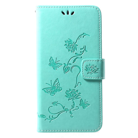 For Huawei Y7 (2019) Imprint Butterfly Flower Leather Protection Casing [Wallet Stand]