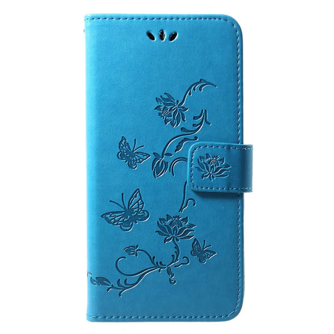For Huawei Y7 (2019) Imprint Butterfly Flower Leather Protection Casing [Wallet Stand]